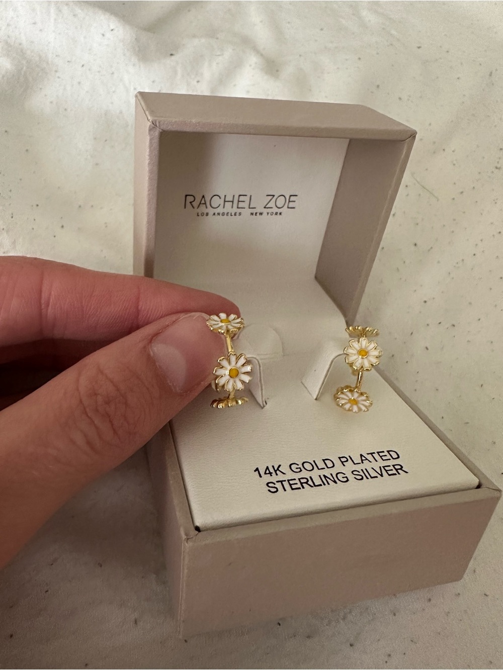 Rachel Zoe Gold & White Daisy Drop Earrings
